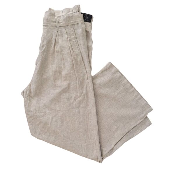 NWT Banana Republic Sz 12 Wide Leg Pleated Linen Blend Paperbag High Rise Pants - Picture 15 of 15
